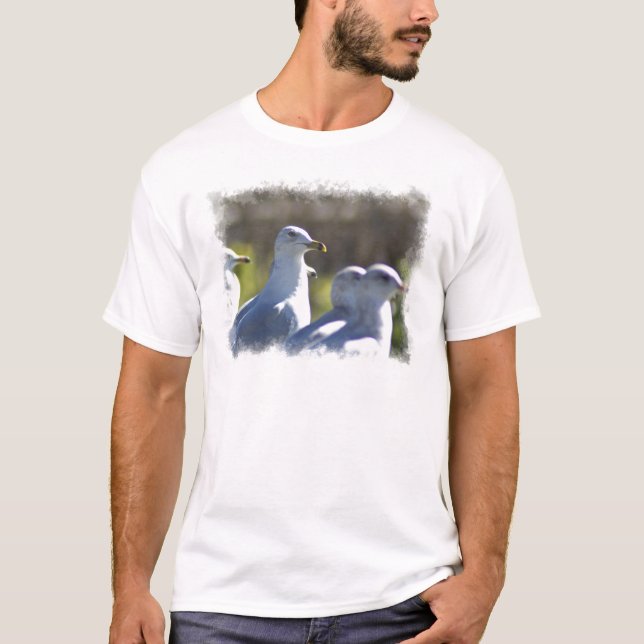 Seagull auf der Schiene T-Shirt (Vorderseite)