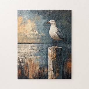 Seagull auf einer Post-Oil-Malerei Art Puzzle