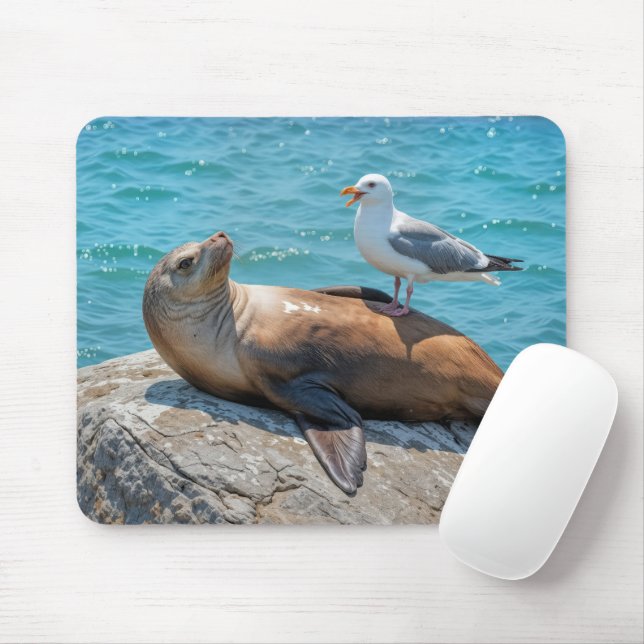 Seagull auf einer Seelenlandschaft Mousepad (Mit Mouse)