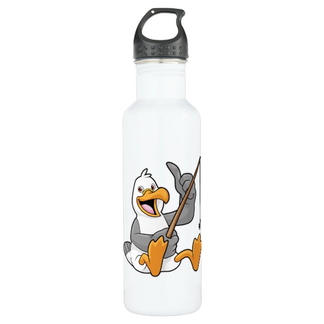 Seagull beim Angeln mit Angelrute Edelstahlflasche (Vorderseite)