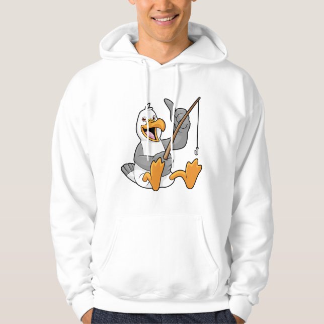 Seagull beim Angeln mit Angelrute Hoodie (Vorderseite)