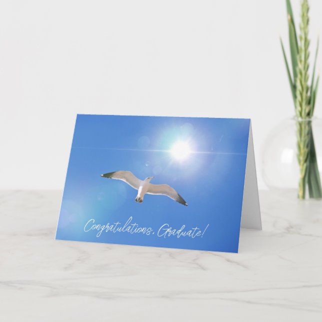 Seagull Bird Flying High Success Abschluss Card Karte (Vorderseite)