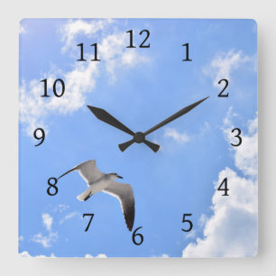 Seagull Bird Photo 145 Quadratische Wanduhr