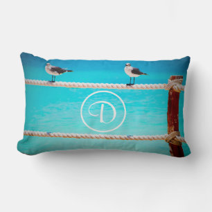 Seagull Bird Türkis Ocean Foto Custom Monogram Lendenkissen