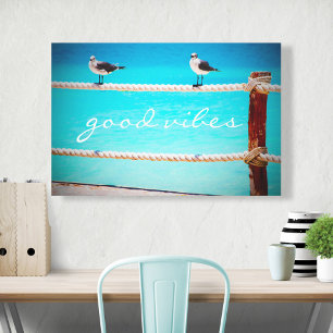 Seagull Birds Ocean Foto Good Vibes Typografie Leinwanddruck