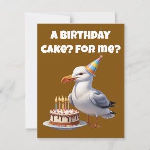 Seagull Birthday Überraschung - Cake nicht sicher! Postkarte