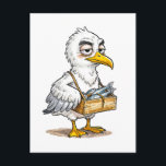 Seagull Carrying Fish Crate at the Coast Postkarte<br><div class="desc">Illustration of a seagull standing at the coast while holding a wooden crate filled with fish. Maritime scene with coastal elements and expressive character design.</div>