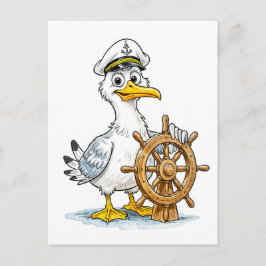 Seagull Comic Ship Captain Postkarte