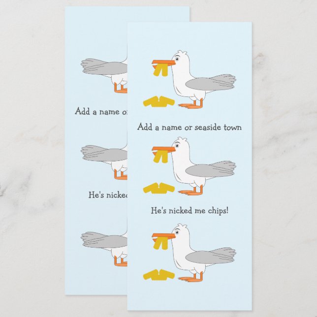 Seagull Er hat mir Chips Personalisiert Town Einladung (Vorne/Hinten)