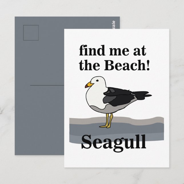 Seagull findet mich am Strand Funny Bird Postkarte (Vorne/Hinten)