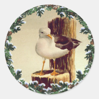 SEAGULL & FIR WREATS VON SHARON SHARPE RUNDER AUFKLEBER