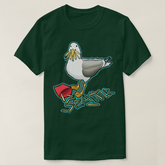 Seagull frisst Pommes frites T-Shirt (Design vorne)