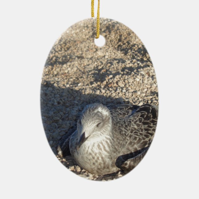 Seagull genießt die Sonnensommerfotografie Keramik Ornament (Hinten)