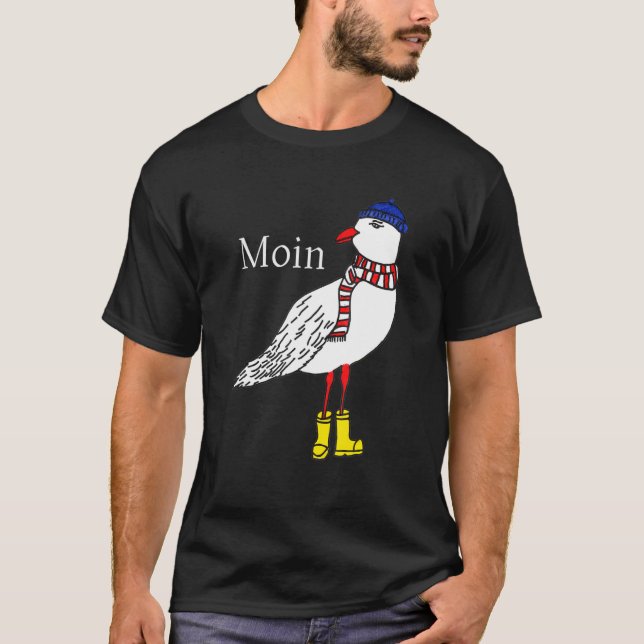 Seagull im maritimen Stil mit Hutkarf und Stiefeln T-Shirt (Vorderseite)