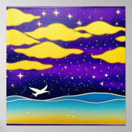 Seagull im Wolkenplakat Poster