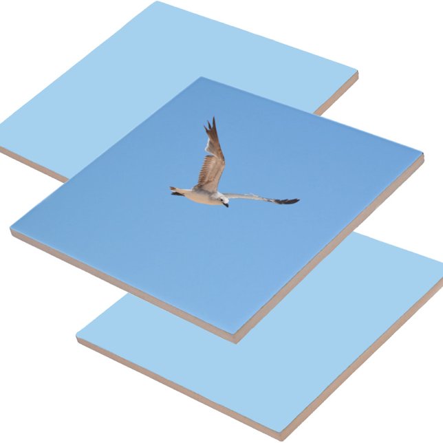 Seagull in Flight Blue Fliese (Von Creator hochgeladen)