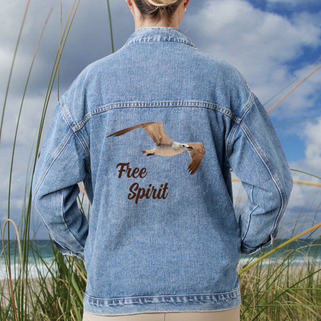 Seagull in Flight fotografischer freier Geist Küst Jeansjacke (Von Creator hochgeladen)