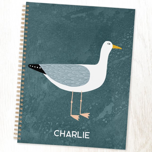 Seagull Küstenvogel Personalisiert Planer (Seagull personalized name coastal bird cover planner)
