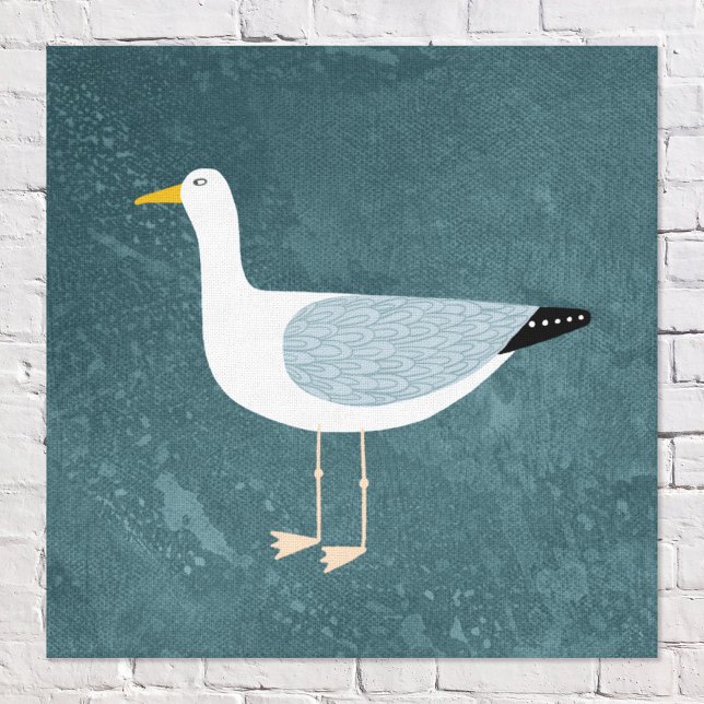 Seagull Leinwanddruck (Fun seagull painting by Nic Squirrell)