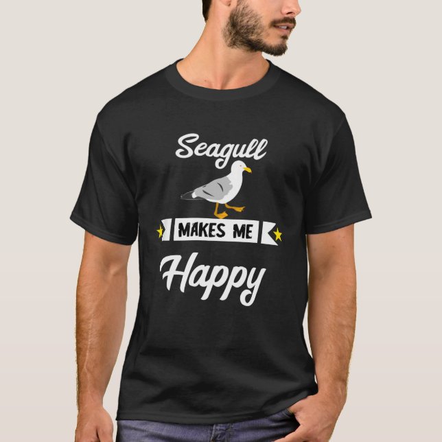 Seagull macht mich glücklich Seagull Sea Bird Harb T-Shirt (Vorderseite)