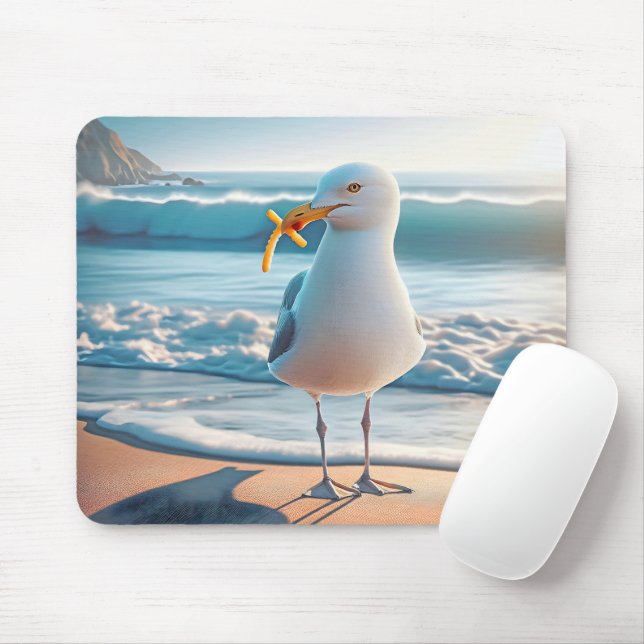 Seagull mit französischen Fries Mousepad (Mit Mouse)