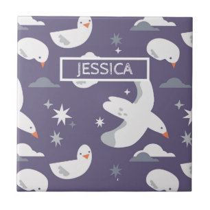 Seagull Muster Nautical Ocean Nature Birds Name Fliese