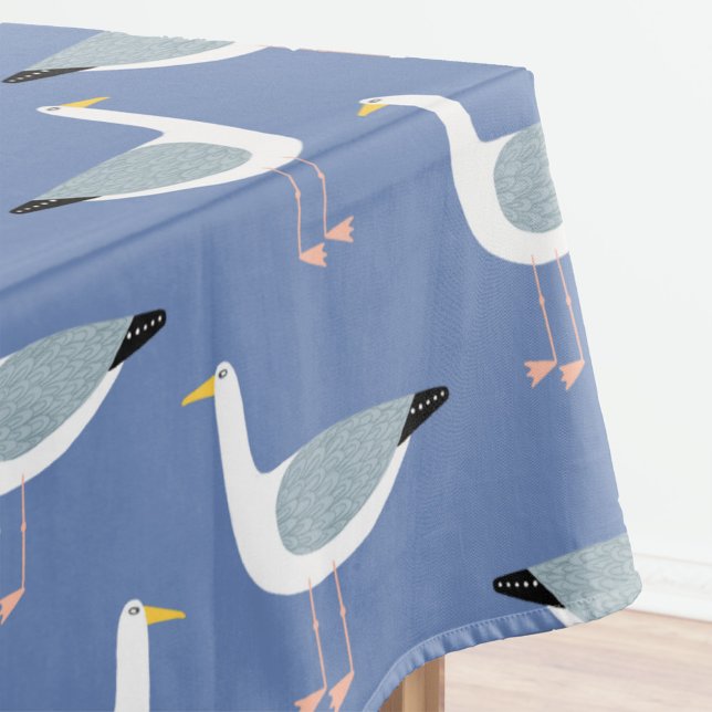 Seagull Nautic Bird Tischdecke (Blue fun seagull pattern cloth tablecloth)