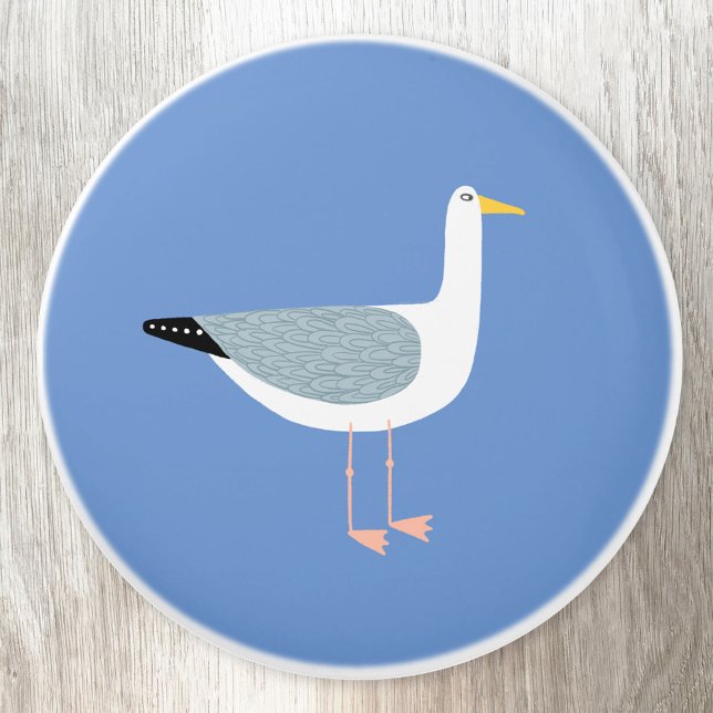 Seagull Nautic Shore Bird Keramikknauf (Fun Herring Gull seagull blue ceramic door knob, perfect for your boat or beach house)