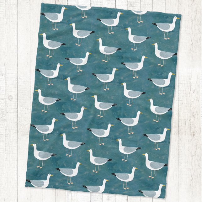 Seagull Nautical Fleecedecke (Seagull nautical bird fleece blanket)