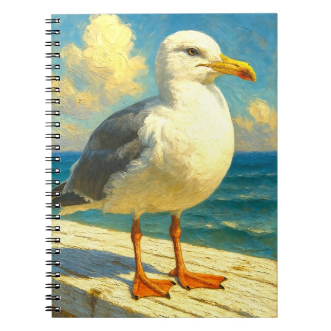 Seagull Notebook | Coastal Beach Bird Art Journal Notizblock (Vorderseite)