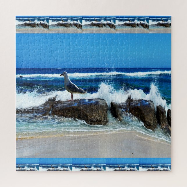 Seagull on Beach Rocks Puzzle (Vertikal)