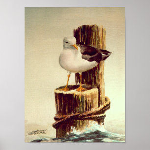 SEAGULL & PILINGS 2 VON SHARON SHARPE POSTER