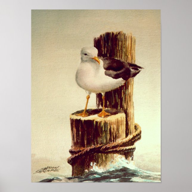 SEAGULL & PILINGS 2 VON SHARON SHARPE POSTER (Vorne)