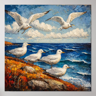 Seagull Seascape Poster