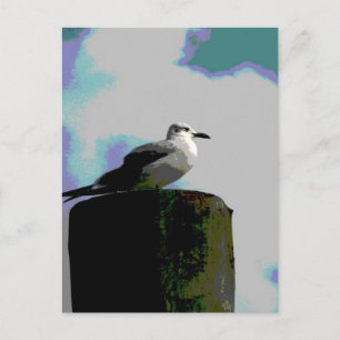 Seagull sitzend auf einem Dock posterisierten Foto Postkarte