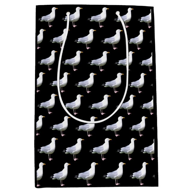 Seagull Stehend Black Mittlere Geschenktüte (Vorderseite)