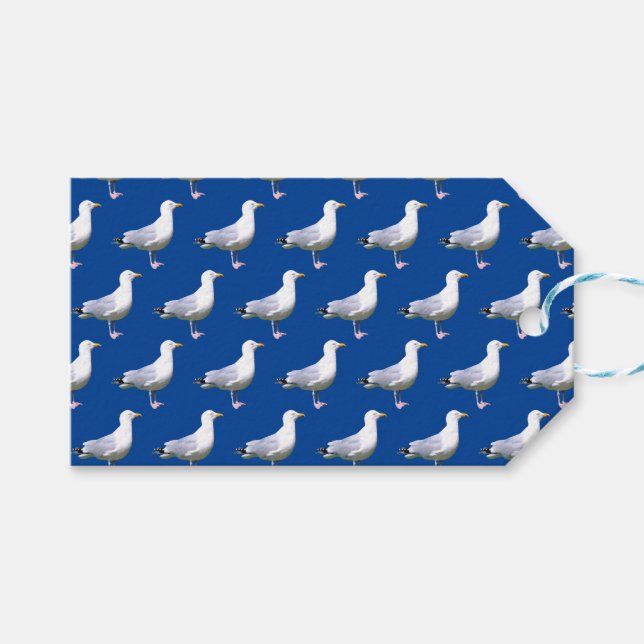 Seagull Stehend Blue Geschenkanhänger (Vorderseite (Horizontal))