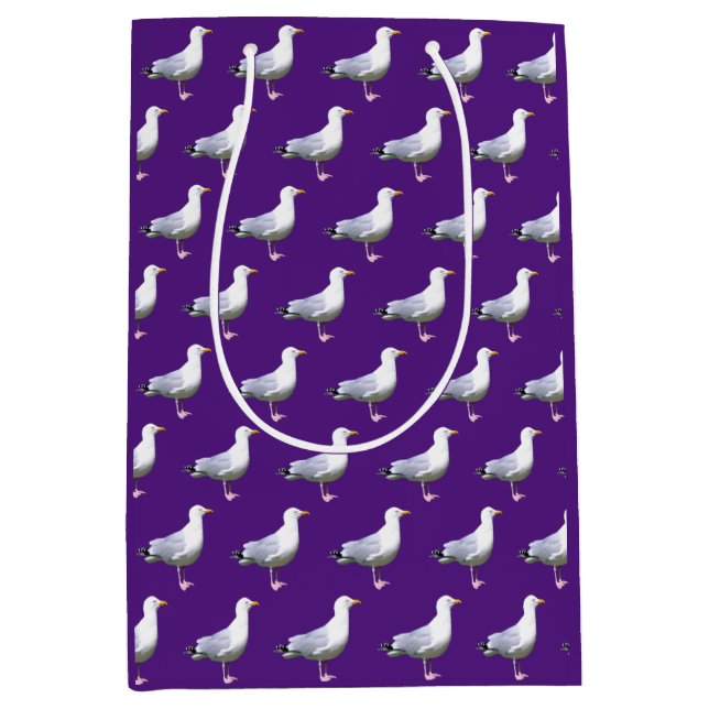 Seagull Stehend Lila Mittlere Geschenktüte (Vorderseite)