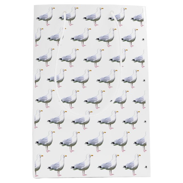 Seagull Stehend White Mittlere Geschenktüte (Vorderseite)