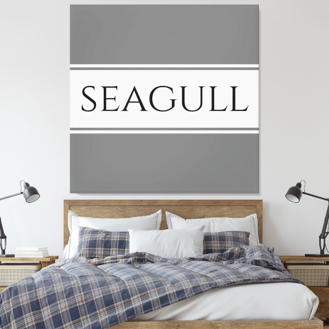 SEAGULL Stylish Modern Gray White Racing Stripes Leinwanddruck (Insitu (Schlafzimmer))