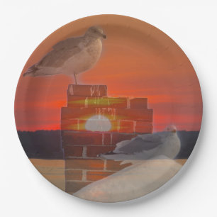 Seagull Sunset Pappteller
