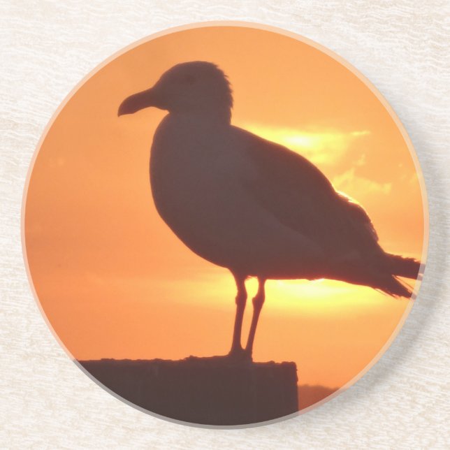 Seagull Sunset Sandstein Untersetzer (Vorne)