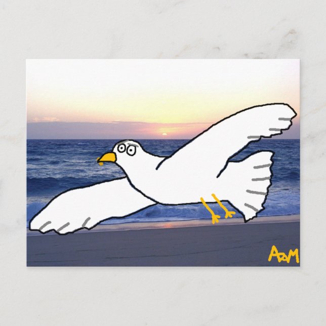 Seagull über der Bucht Postkarte (Vorderseite)