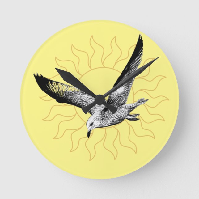 Seagull und sonnengelbe Wanduhr (Vorderseite)