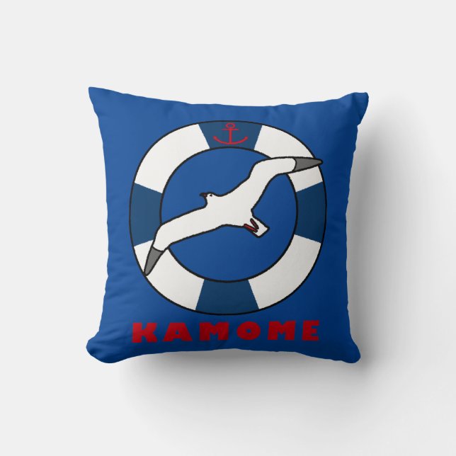Seagull und Swim Ring Blue Kissen (Vorderseite)