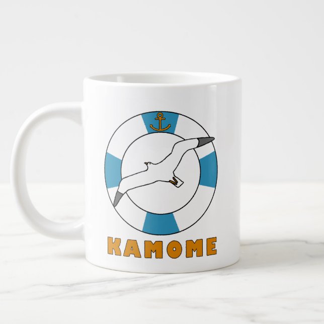 Seagull und Swim Ring Light Blue Jumbo-Tasse (Links)