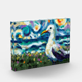 Seagull Van Gogh Style Beach Sky Blue Aquamarin Fotoblock
