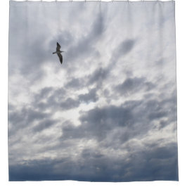Seagull-Vögel fliegen Wolken Blaues Foto 80 Duschvorhang