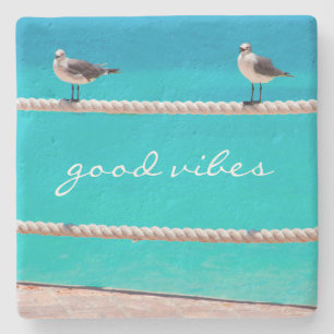 Seagull Vögel Türkisblaue Ozeane Foto Good Vibes Steinuntersetzer