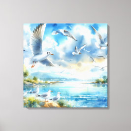 Seagull Wasserfarbe Malerei Leinwanddruck